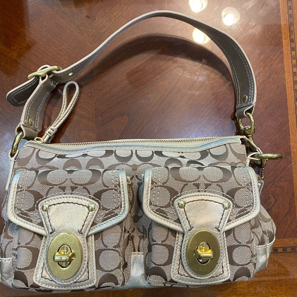 Coach Legacy Signature Bag  In Gold